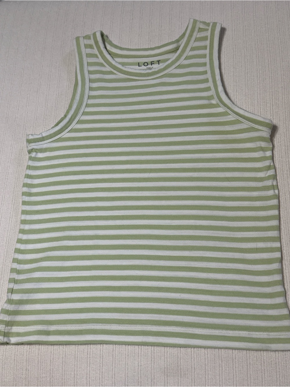 LOFT Striped Sleeveless Halter Top / Green / Small
